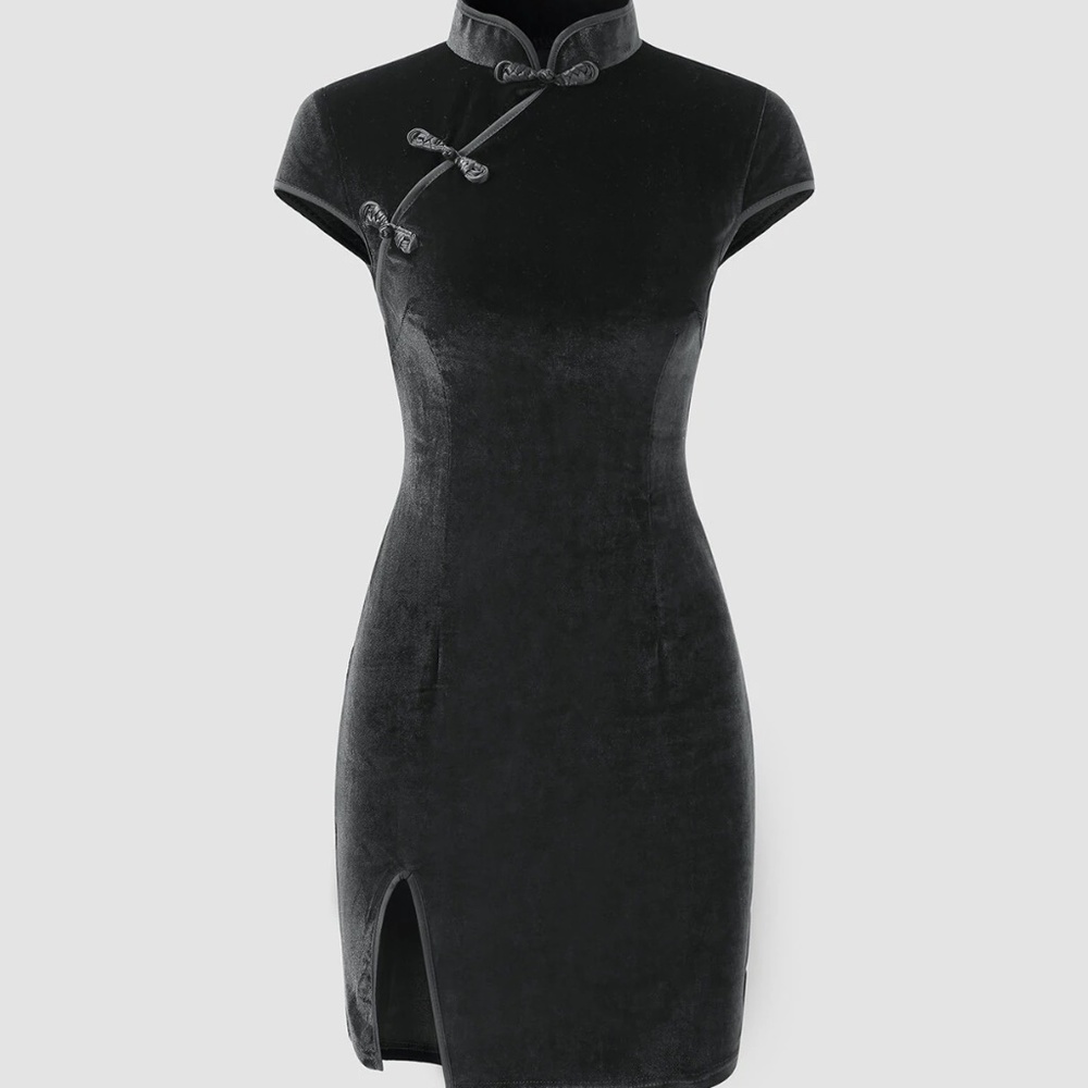 Oriental Style Side Slit Mini Dress Gothic Asian